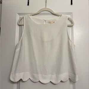 Monteau White Scalloped Hem Tank Top